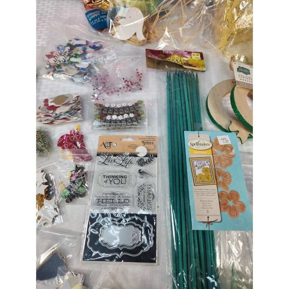 Lot of Mixed Craft Supplies New & Used Assorted Floral, Scrapbooking, Sewing Etc